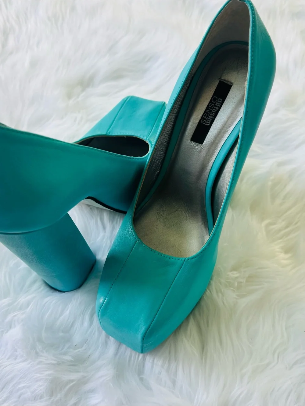 LF  Turquoise Platform Block Heels